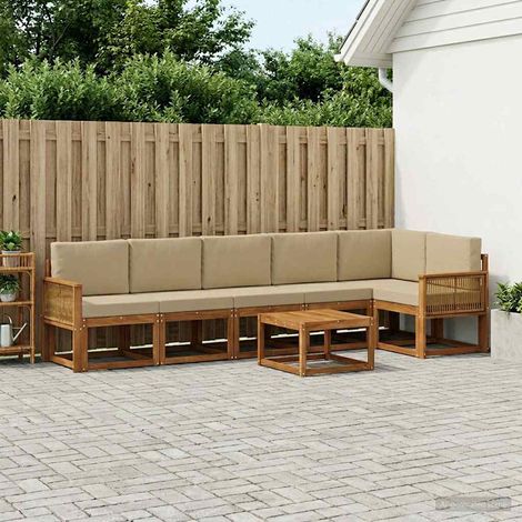 vidaXL Outdoor-Sofagarnitur mit Kissen 7 pcs Natur und Beige Polyester (1/5)