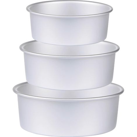 Set di 3 tortiere rotonde (15 cm / 20 cm / 25 cm), teglie in alluminio multistrato, rivestimento antiaderente resistente, cottura uniforme, ideali per cucinare, compleanni, matrimoni e anniversari di 