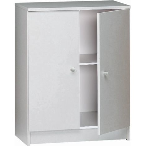 Niedriger Mehrzweckschrank mit zwei Türen Weiß 62x34x H80 cm (1/2)