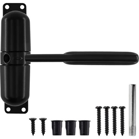Spring Security Door Closer, Automatic Door Closer, Adjustable Door Closer with Screws and Adjustment Rod, Suitable for Home, Bedroom, Office (Black) (1/5)