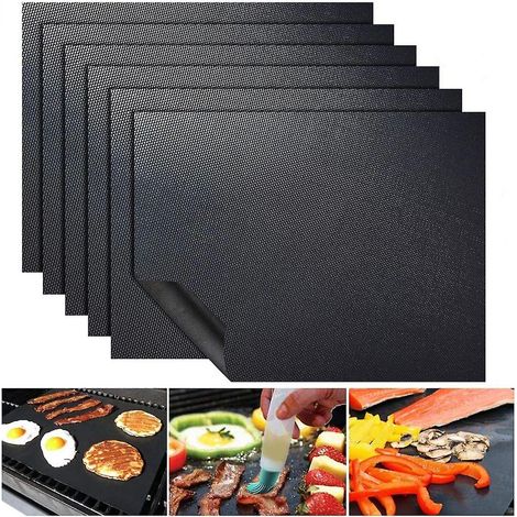Tapis de cuisson pour barbecue, plaques de cuisson 40 x 33 cm, lot de 6, pour barbecue extérieur (à charbon, à gaz ou électrique). (1/5)