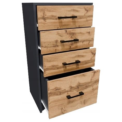 Cassettiera, mobile, 45cm, 4S, GRAFIT-WOTAN, 4 cassetti, ripiano a colonna antracite, ROB