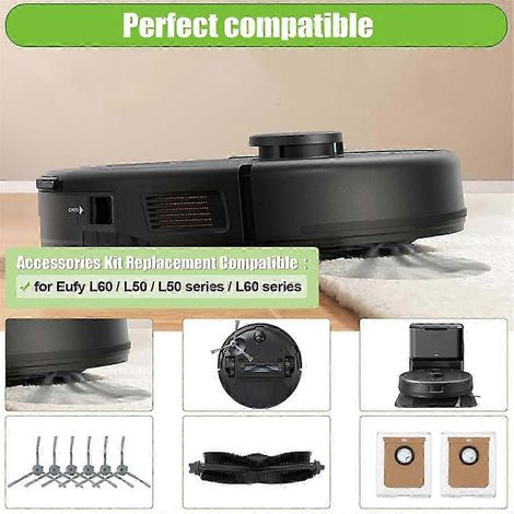 Para aspiradora robot Eufy L60/ L60 SES/ L50/ L50 SES, cepillo lateral principal, filtro HEPA, paño de mopa, edición para polvo 0716 (1/4)