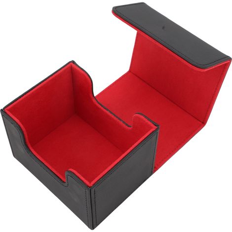 Boîte jeu de cartes couvercle rabat magnétique, étui cuir PU grande capacité Tarot noir rouge (1/5)