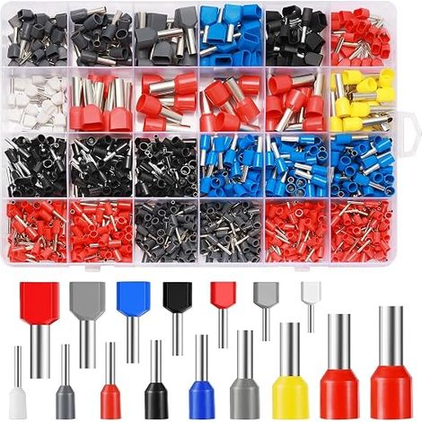 900 Pieces Wire Ends, 0.5-16mm² Lugs and Kits, Double Insulated Cable Ends, Crimp Lug Ferrules Connector for Wire Connection, Electrician Pliers (1/5)