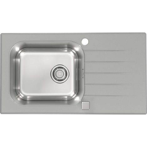 Alveus Altone - Lavello 78x44 cm, con comando dello scarico, vetro grigio/acciaio inox 1130528