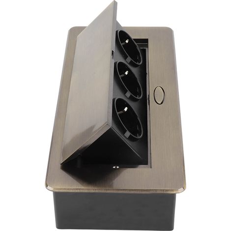 Boîte de connexion encastrable bronze avec multiprise et prise EU 250V, étanche, pour salle de réunion (1/5)
