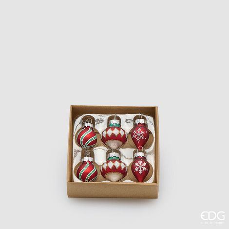 EDG Enzo De Gasperi Set 6 Palline di Natale Mix Rosso – Addobbi per Albero di Natale (1/2)