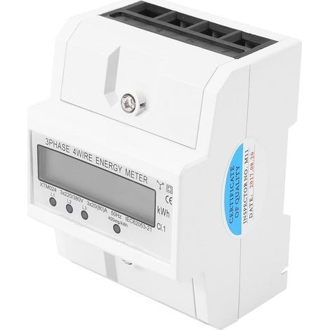 Compteur électrique numérique à montage sur rail DIN, compteur d'énergie électronique triphasé à 4 fils, 50 Hz/60 Hz, 3 x 20 (80 A), multifonction (1/5)