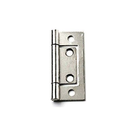 Bulk Hardware BH03826 Charniere affleurante plaquee au zinc brillant, 50 mm, Set de 2 Pieces