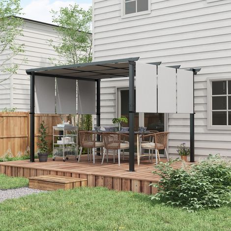 Auvent protection solaire Pergola Résistant aux intempéries Y compris matériel montage (Mi) - Dimensions: 3x3,5 m - Couleur: Gris foncé
