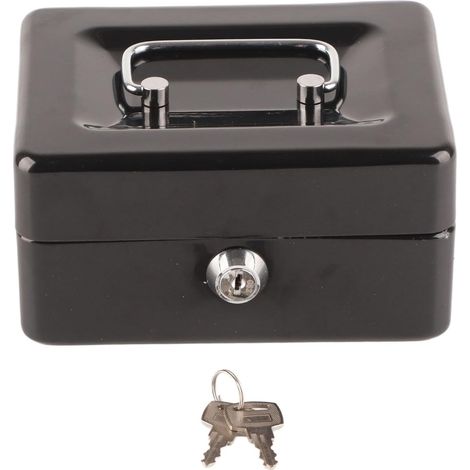 Caisse en Métal, Caisse avec Serrure, Tirelire Haute Sécurité à 6 Compartiments avec Plateau à Monnaie Et Serrure à Clé pour Entreprise à Domicile Noir (1/5)