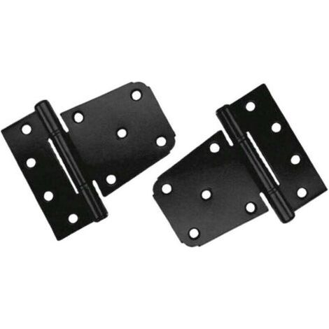 Lot de 2 piezas Charnière Porte Lourde, Charnières en Acier au Carbone Noir, Charnières de Porte Plates pour Abri de Jardin, Grange, Clôture en Bois (Vis Incluses) (Noir) (1/4)
