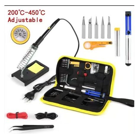 Kit fer à souder électrique 60W – Température réglable 200-450°C – Chauffe rapide en 15s-DELKEVIC (1/3)