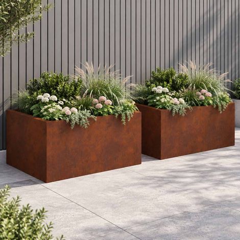 vidaXL Retaining Wall 4 pcs 100 x 100 x 30 cm Weathering Steel Rusty (1/5)
