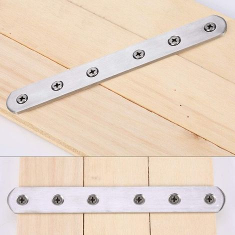 8-teiliges Edelstahl-Montageset, flache gerade Befestigungswinkel, Metallplatten, flache Eckwinkel, Möbelreparaturplatte (158x20x3mm) (1/3)