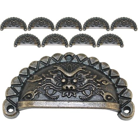 Lot de 10 Poignées Vintage en Cuivre Marron pour Tiroirs et Armoires, Style Rustique, Décoratives et Pratiques, Adaptées pour Salle de Bain et Chambre (1/5)