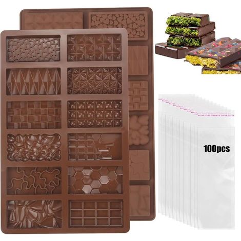 Juego de 12 moldes de silicona para chocolate en diferentes colores, resistentes al calor, para repostería casera (marrón). (1/5)