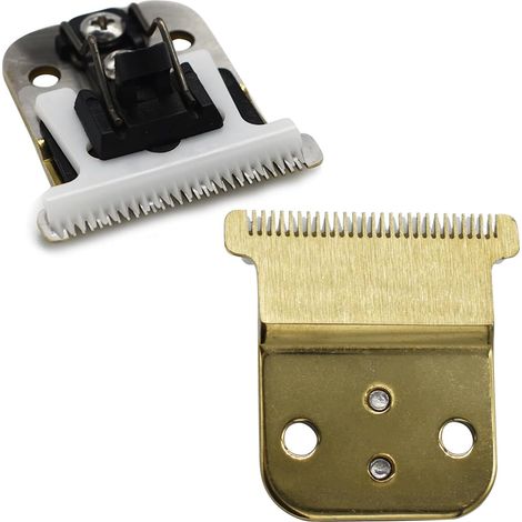 Jeu de Lames de Rechange Type T Professionnelles 32105 - Compatible avec Tondeuses à Cheveux Modèles D732655 et D832400 (Doré) (1/5)