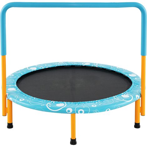 Mini Trampoline Enfants Pliable 92 cm avec Housse de Sécurité Matelassée et Poignée Recouverte, Charge maximale 150 KG, pour 3-10 Ans+ (1/5)