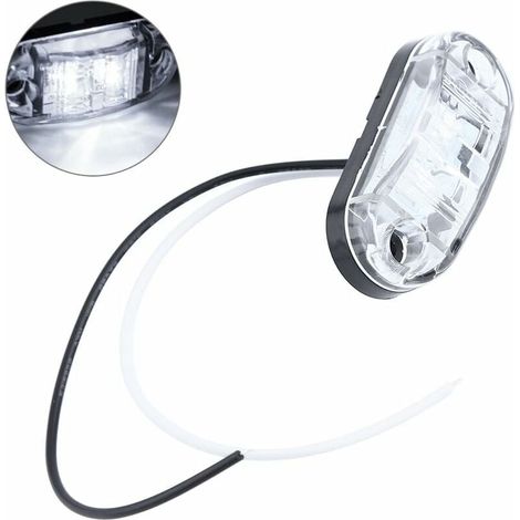 Rubberskin Side Marker Light 4X 2 LED Remorque Caravan Side Marker Light Lampe de dégagement étanche 12V 24V pour voiture Auto Truck (Blanc)lampe de gabarit remorque lider lampe de gabarit remorque li (1/4)