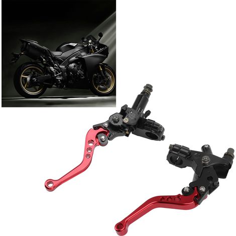 Motorradzubehör: Brems- und Kupplungspumpenstange für Honda, Yamaha, Kawasaki und Suzuki (wird als Paar verkauft, links und rechts), rot. (1/5)