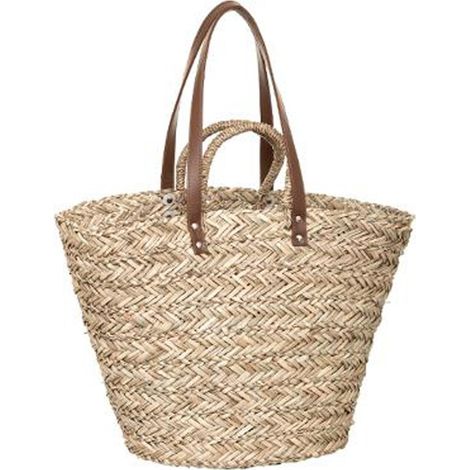 Panier de Shopping en Osier 4 Anses 36cm Naturel