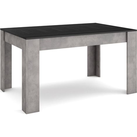 Skraut Home - Tavolo da Pranzo, Cucina, Sala da pranzo, 140x90x76 cm, Per 6 persone, Tavolo Cucina, Stile moderno, Nero e Grigio Cemento (1/5)