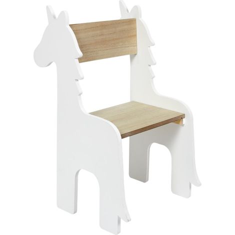 Chaise Enfant Design "Licorne" 60cm Blanc & Naturel (1/5)