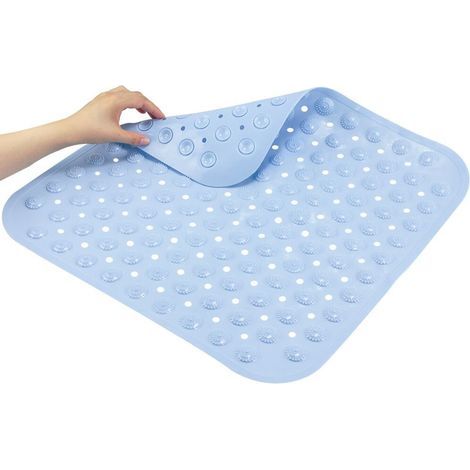 Small Shower Mat 48 x 48 cm, Non-Slip Shower Mat, Square Shower Mat, Non-Slip Shower Mat, Blue Non-Slip Shower Mat (1/5)