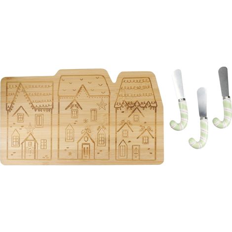 Kitchen Craft KCXMNUTCHS3PC Nutcracker Collection Set de formaggio de bambù, 4 pezzi, scatola de regalo, ceramica, marrone (1/5)
