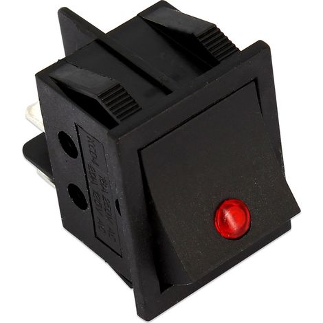 Interruttore bipolare led rosso 250VAC 15A CORPO/TASTO NERO 30X22
