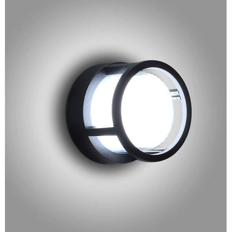 Applique Murale Extérieure LED 12W étanche IP65 Lampe Murale Extérieure En Aluminium Rond Pour Cour Jardin Terrasse Proche Mur Pathway Patio Villa Couloir (Blanc Froid)-Fei Yu (1/4)