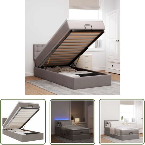 vidaXL Ottoman-Bett mit Matratze & LEDs Taupe 90x190 cm Stoff (1/5)