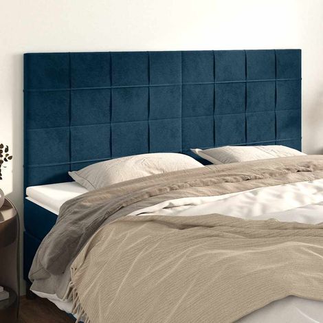 Tête de lit en velours bleu foncé 180 x 5 x 118/128 cm, hauteur réglable - PANGIVO (1/5)