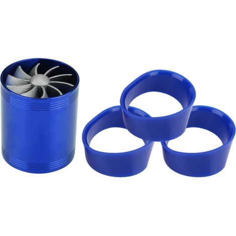 Jeffergarden Turbonator, admission d'air en aluminium pour voiture, double ventilateur, turbine, compresseur, économiseur de carburant, bleu turbo