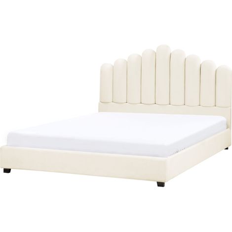 Bed Velvet VINCENNES 180 x 200 cm (EU Super King) Off-White