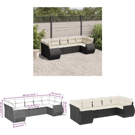 7-tlg. Garten-Sofagarnitur mit Kissen Schwarz Poly Rattan - Gartenmöbel - Outdoor Möbel - Rattan Gartenmöbel - Lounge Set - Esstischgarnitur - Home & Living (1/3)