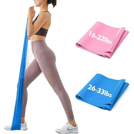 Bandes de fitness, bandes de gymnastique, 2 niveaux de résistance : 8-10 kg / 12-15 kg, extra-longues : 1,8 / 2 mètres, bandes de résistance haut de gamme pour le yoga, le Pilates et la rééducation (1/5)
