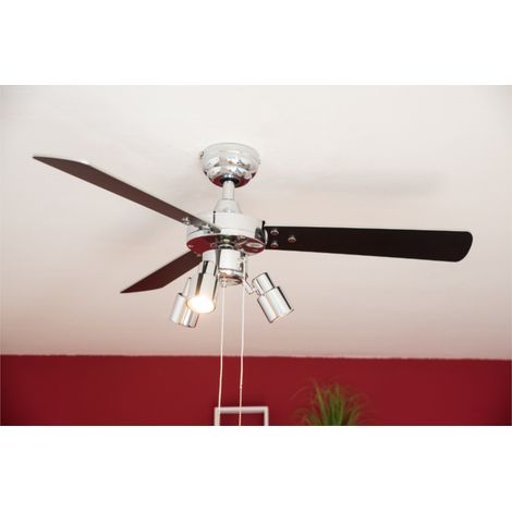 Ceiling Fan Cyrus Chrome with Lights & Pull Cords