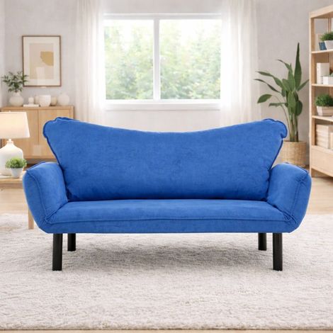 Schlafsofa Blau Samt - zwei Personen - Chatto