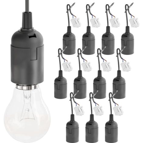 12x construction base E27 black with quick connector - lamp base E27 including strain relief - decorative base E27 max. 60W 250V - construction base E27, LED construction base (1/5)