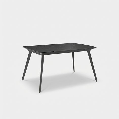 Tavolo allungabile in ceramica e metallo da pranzo George - Effetto marmo nero