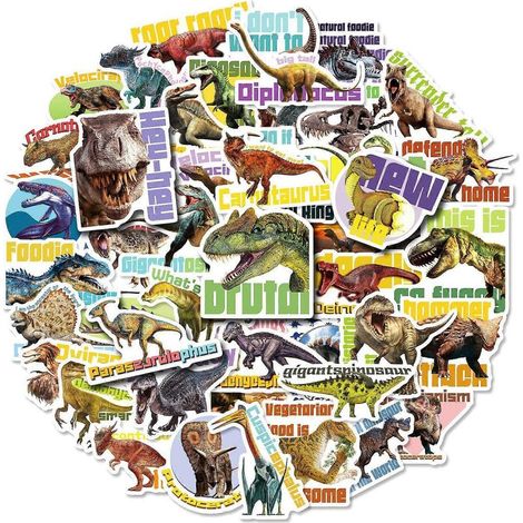 Autocollants dinosaures pour garçon, lot de 50, imperméables et résistants aux UV, parfaits pour tous ses appareils électroniques. (1/5)