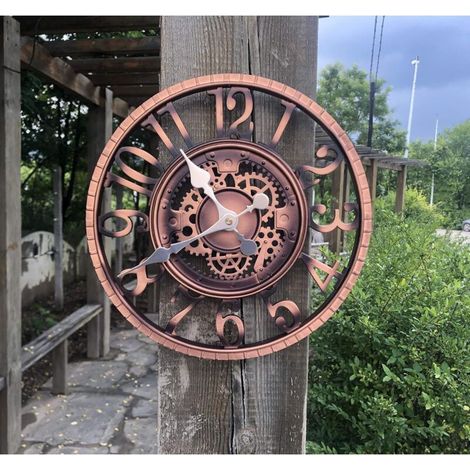 Große Retro-Gartenuhr – Wetterfest – Badezimmeruhr – Vintage-Dekor – Ticken nicht
