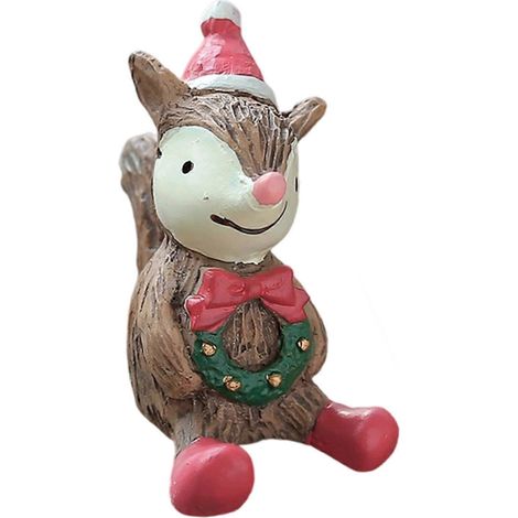 Weihnachtsschmuck aus Kunstharz, handgefertigte Weihnachtsmann-, Hirsch- und Schneemann-Skulptur für die Innendekoration, mehrfarbig (1/5)