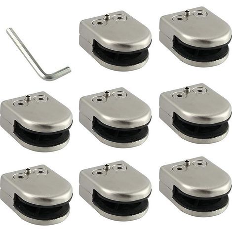 Pince De Verre 8 PCS 6-8mm En Acier Inoxydable 304 Clip En Verre Pince Support Dos Plat Finition Chromig pour Balustrade (1/5)
