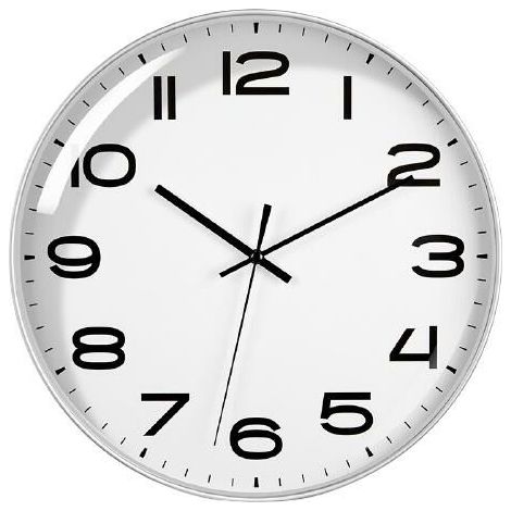 royaluxe - Horloge murale de salon de 12 pouces horloge en plastique domestique simple horloge à quartz muet , visage blanc et cadre blanc , 30530cm (1/5)