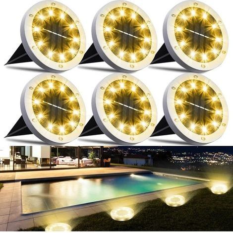 Lampe Solaire Extérieur 6 Pièces, Lumière Solaire Jardin 10 LEDs lampe solaire exterieur jardin Etanche IP65, Eclairage Extérieur Solaire Chemin Jardin Terrace Cour Pelouse Allée(Blanc Chaud) (1/5)