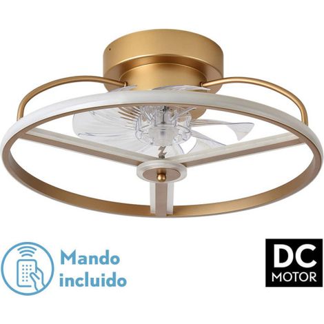FABRILAMP Ventilator 60w Dc Bora Gold 8 Flügel Transp.18x50x50cm 6 Vel. 3 Farben / Earthquake, Memory, Timer & Dimmer 5100lm (1/2)